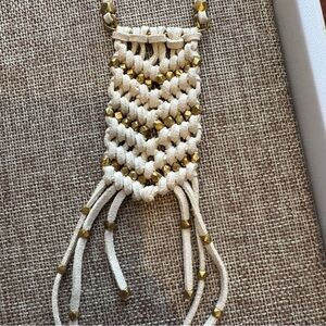 Noonday Collection Leather and Mixed Metal Gold and Cream Necklace